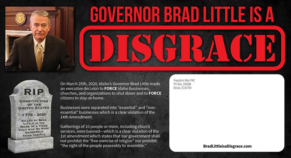 Brad Little is a Disgrace Postcard